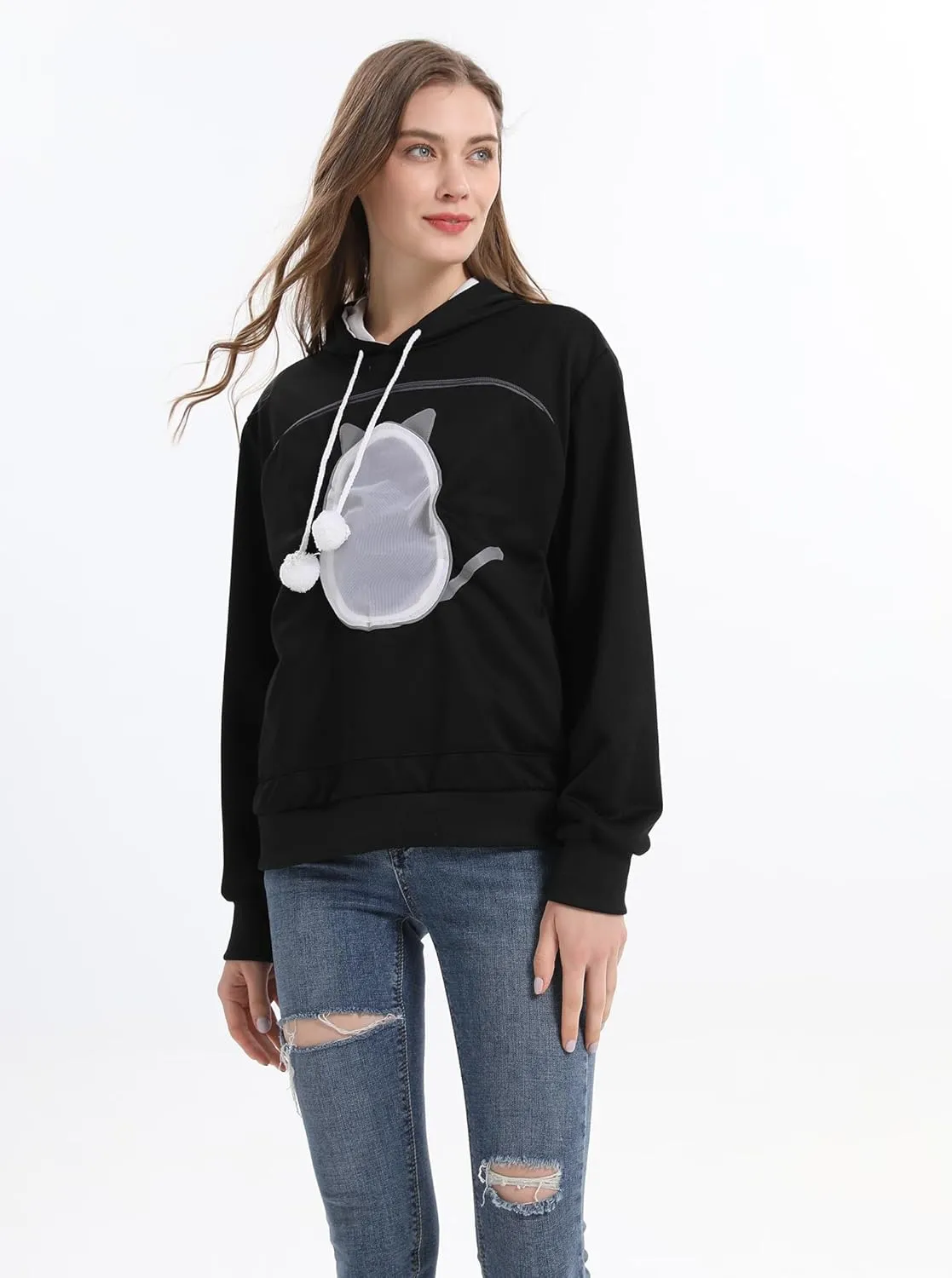 LINYUCHEN Cat Pouch Hoodie Pet Carrier Sweatshirt Large Pocket Pullover Shirt Wearable Cat Dog Carrier Hoodie