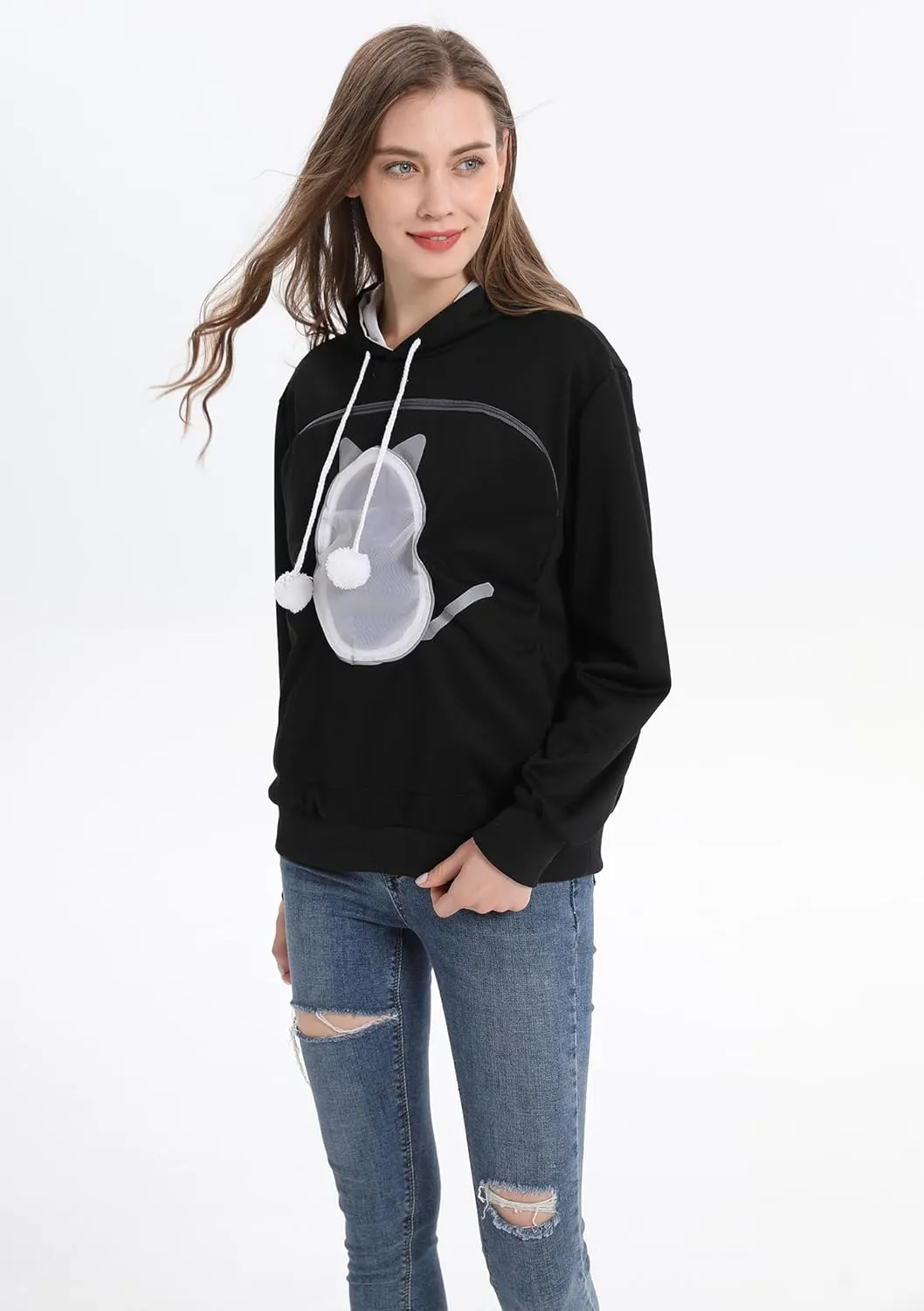 LINYUCHEN Cat Pouch Hoodie Pet Carrier Sweatshirt Large Pocket Pullover Shirt Wearable Cat Dog Carrier Hoodie