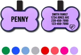LYP Soundless Bone Pet ID Tag - Love Your Pets Largest Line of Silicone Dog ID Tags - No More Jingling Pet Tags -Durable - Never Fades  Personalized, Deep Engraved Silicone Dog Tag (1 Tag, Purple)