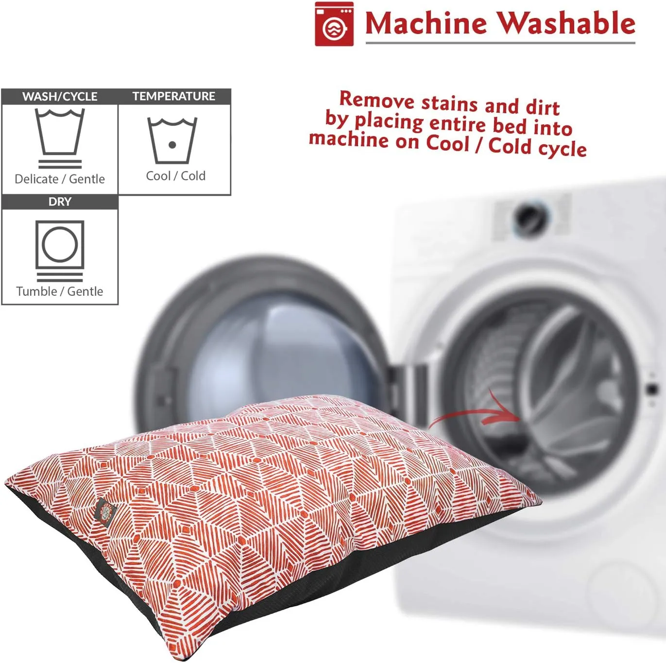 Majestic Pet Rectangle Dog Bed - Washable Super Value Pillow - Large Breed 46 x 35 Inch - Charlie Salmon
