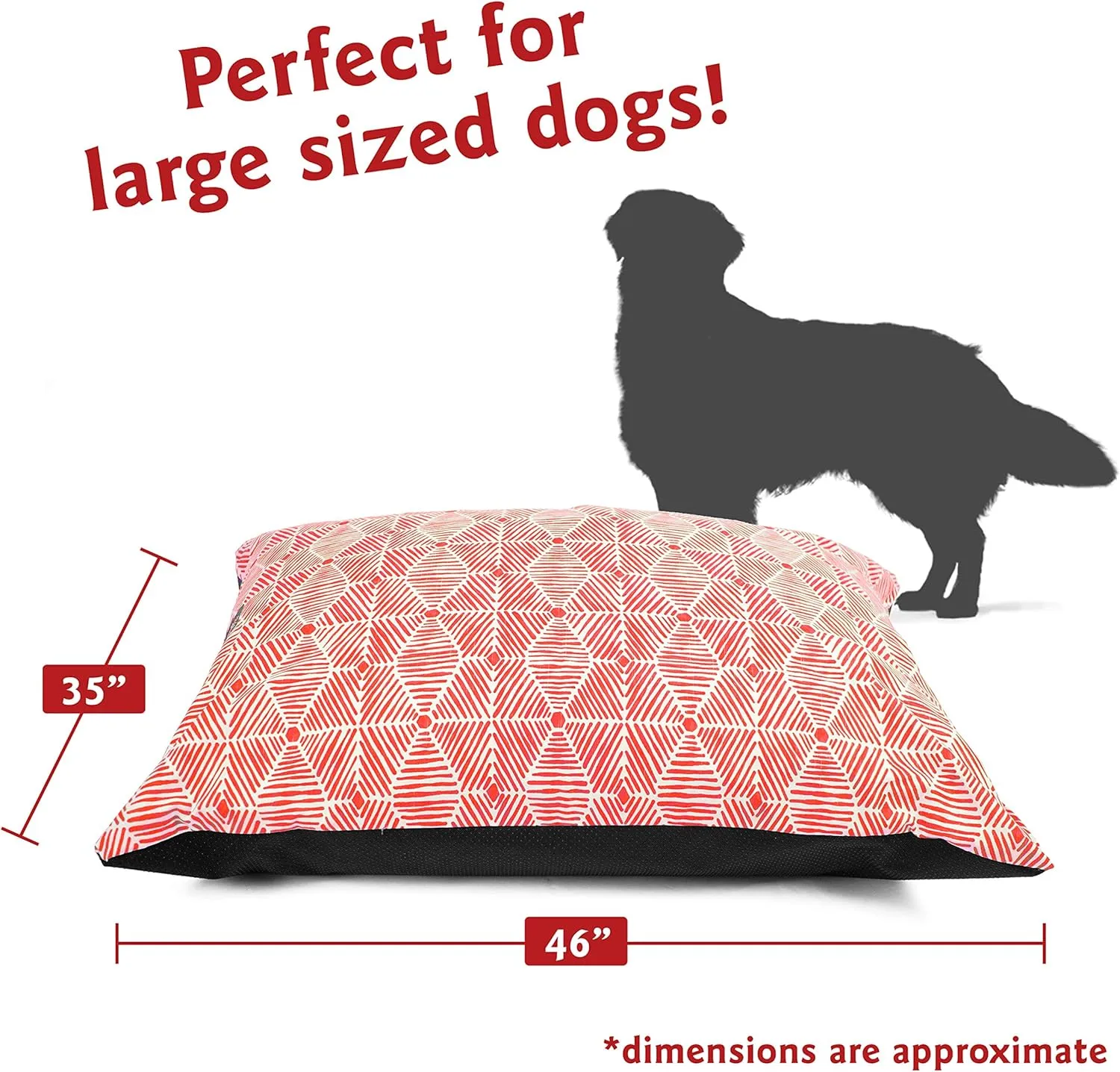 Majestic Pet Rectangle Dog Bed - Washable Super Value Pillow - Large Breed 46 x 35 Inch - Charlie Salmon