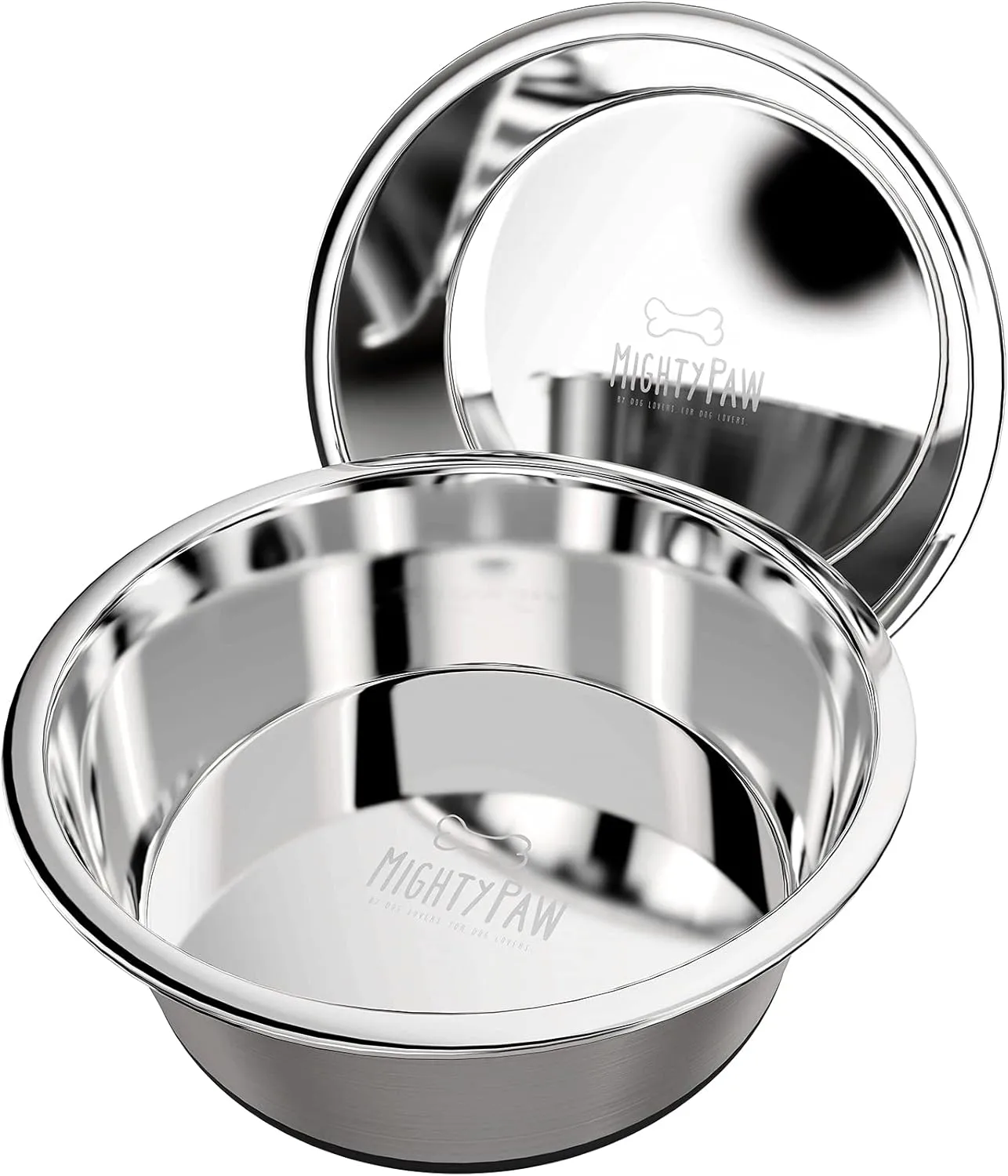 Mighty Paw Dog Bowls Set - Non-Slip Bottom - No Spill Design - Dishwasher Safe - for Small and Large Pets - Stainless Steel Water Bowl - Pet Dishs - Steel Bowls - Doggie Bowl - (Small 5.5)
