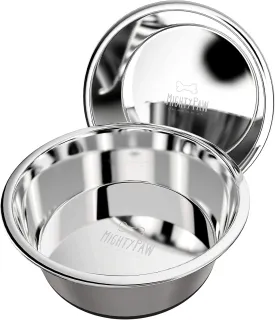 Mighty Paw Dog Bowls Set - Non-Slip Bottom - No Spill Design - Dishwasher Safe - for Small and Large Pets - Stainless Steel Water Bowl - Pet Dishs - Steel Bowls - Doggie Bowl - (Small 5.5)