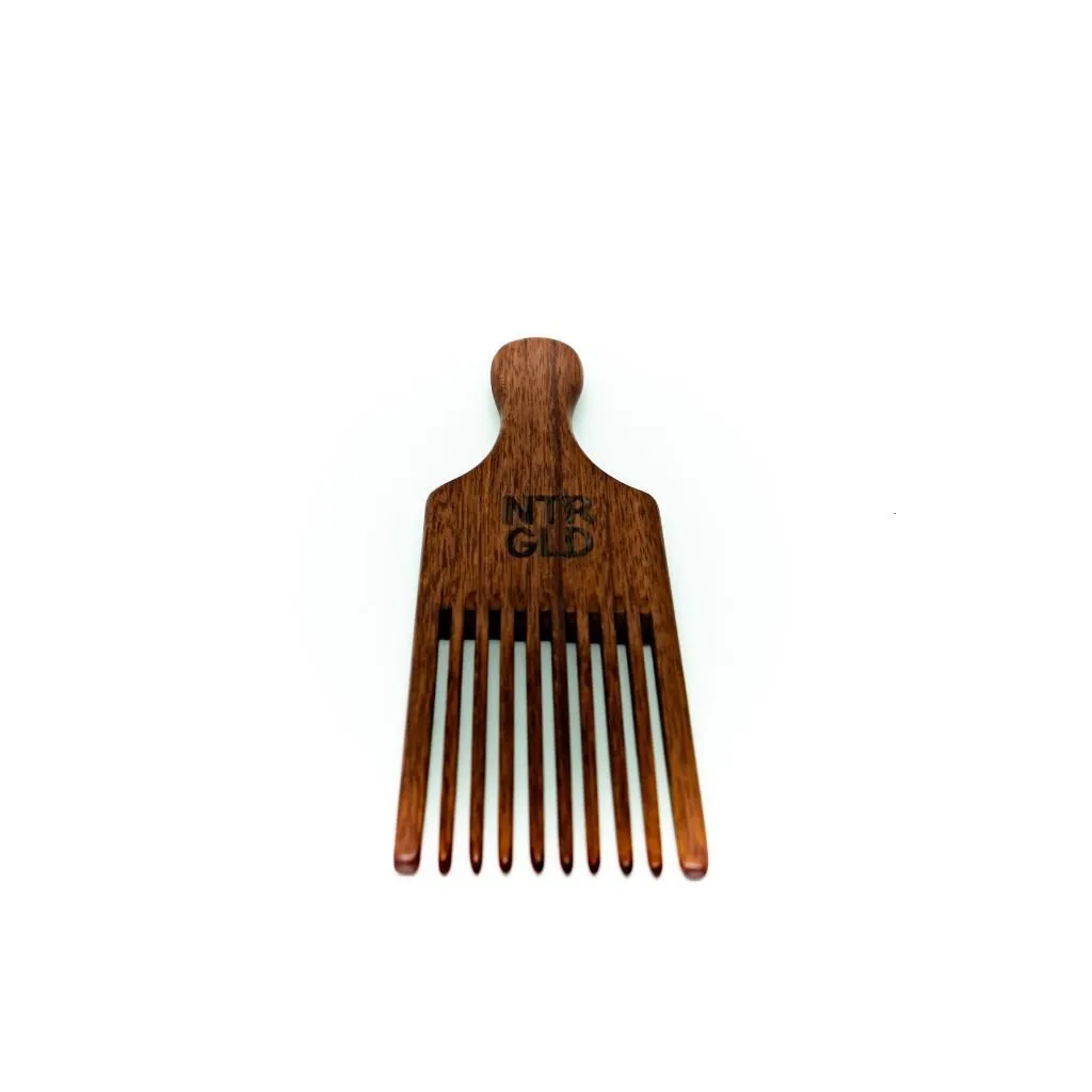 Mini Afro Power Pick Comb - 6.15 in x 2.5 in || Oil Infused Wooden Comb