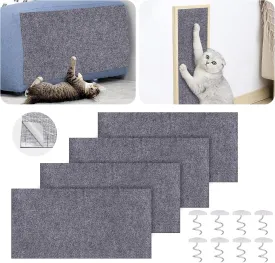 Mity rain 4PCS Cat Scratch Furniture Protector Mats 23.6X11.8Trimmable Self-Adhesive Cat Scratch Pads with 8PCS Furniture Nails Cat Couch Protector Mat for Pet Furniture DIY Dark Gray