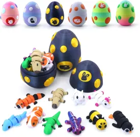 Mystery Mini 3D Printed Articulated Animal Figurines Set with Egg,Little Cute Animals Pocket Pet,3D Animals Toys,3D Printed Miniature Figurines GiftsCapybara&Unicorn&Rabbit