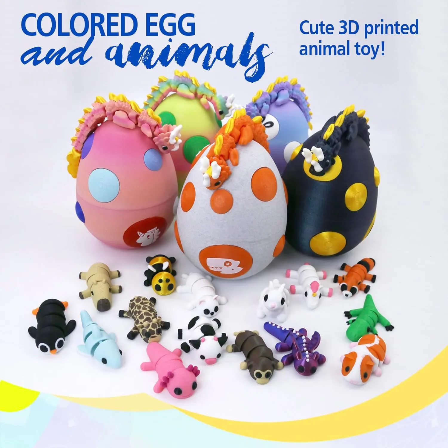 Mystery Mini 3D Printed Articulated Animal Figurines Set with Egg,Little Cute Animals Pocket Pet,3D Animals Toys,3D Printed Miniature Figurines GiftsCapybara&Unicorn&Rabbit