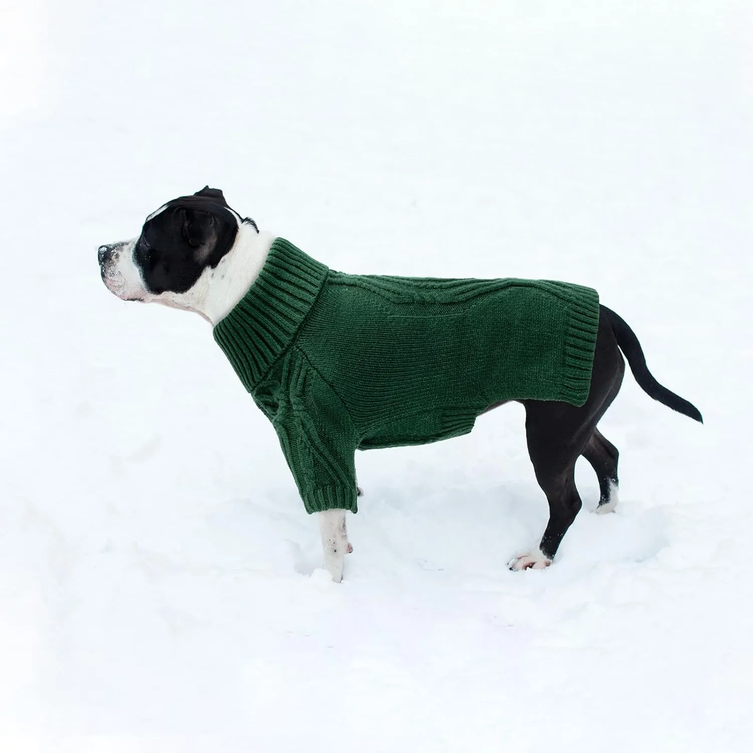 NACOCO Christmas Dog Turtleneck Sweater - Small Dog Sweater Pet Clothes Thanksgiving Doggie Sweatshirt Fall Knit Warm Winter Apparel Knitwear Outfit for French Bulldog, Corgi (Green, L)