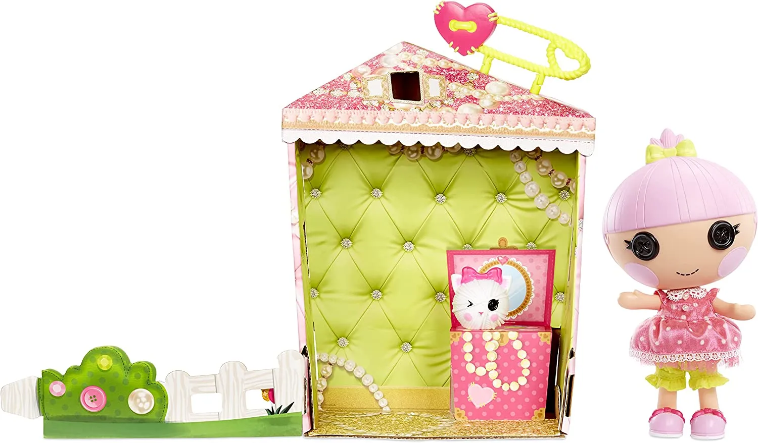 New Lalaloopsy Littles Doll - Trinket Sparkles with Pet Yarn Ball Kitten, 7" Princess Doll with Changeable Pink Outfit and Shoes, in Reusable House Package playset, for Ages 3  RETAIL $25