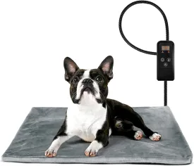 Niubya Pet Heating Pad for Dogs and Cats, Adjustable Temperature and Waterproof Pet Heated Mat with Timer, Electric Heating Pet Bed with Chew Resistant Cord and Soft Washable Cover