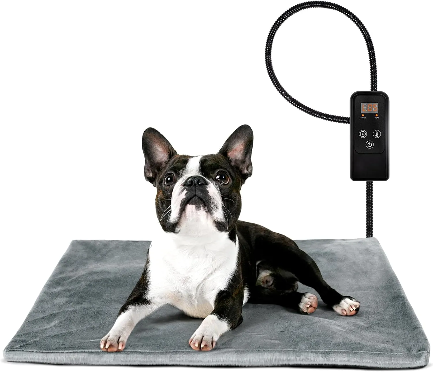 Niubya Pet Heating Pad for Dogs and Cats, Adjustable Temperature and Waterproof Pet Heated Mat with Timer, Electric Heating Pet Bed with Chew Resistant Cord and Soft Washable Cover
