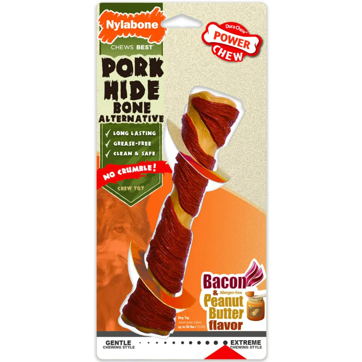Nylabone Power Chew Pork Hide Bone Alternative Chew