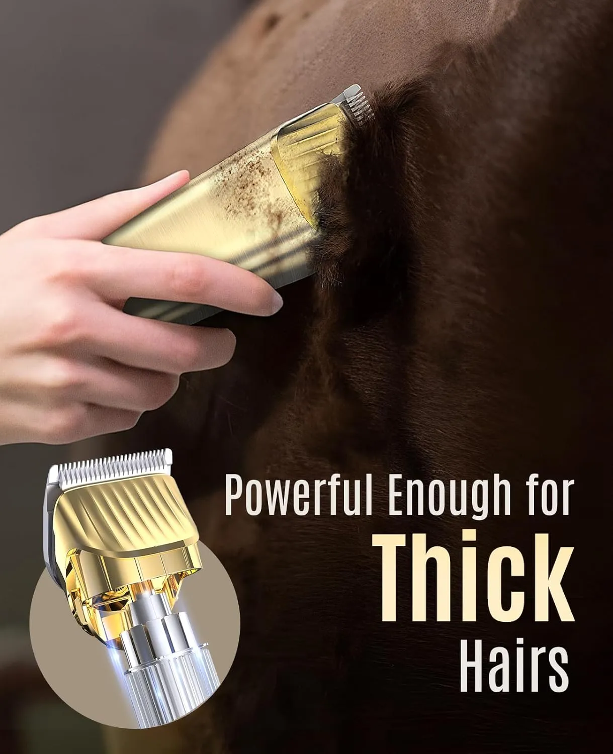 oneisall Cordless Horse Clippers,Low Noise 2 Speed Grooming Clippers,Horse Trimmer Shaver Kit for Matted Long Hair,Detachable Stainless Steel Blade Grooming Kit for Thick Coat