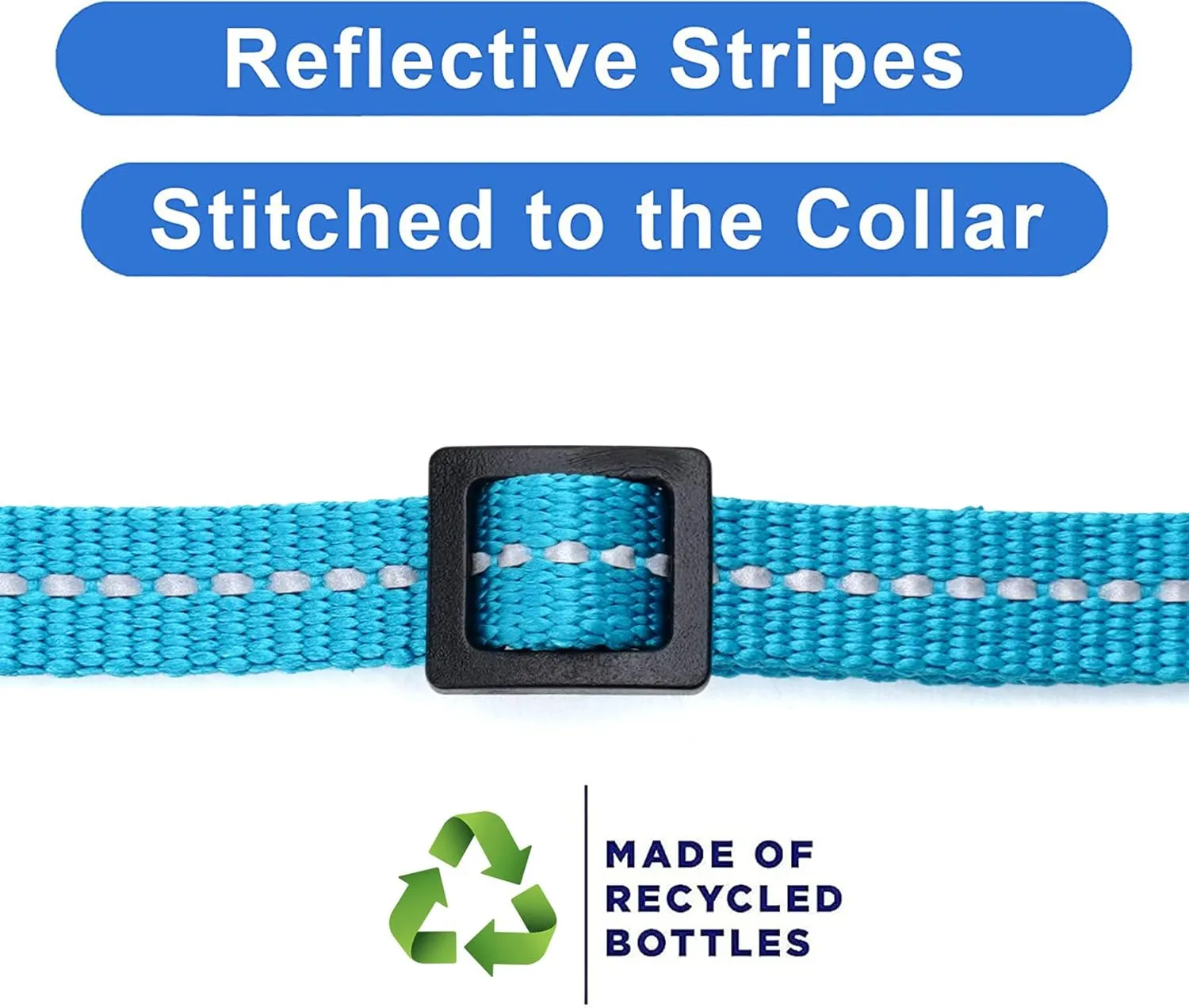 Pawtitas Recycled Cat Collar with Reflective Stitched and Safety Buckle Removable Bell Reflective Cat Breakaway Collar Made from Plastic Bottles Teal Turquoise Wave Cat Collar