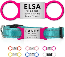 Personalized Dog and Cat Tag, Clear Without Noise, Stainless Steel Colored Cat Dog Name Collar Tag, Slide on Pet ID Tags, Engraved Tags Personalized for PetsSmall Rose Red