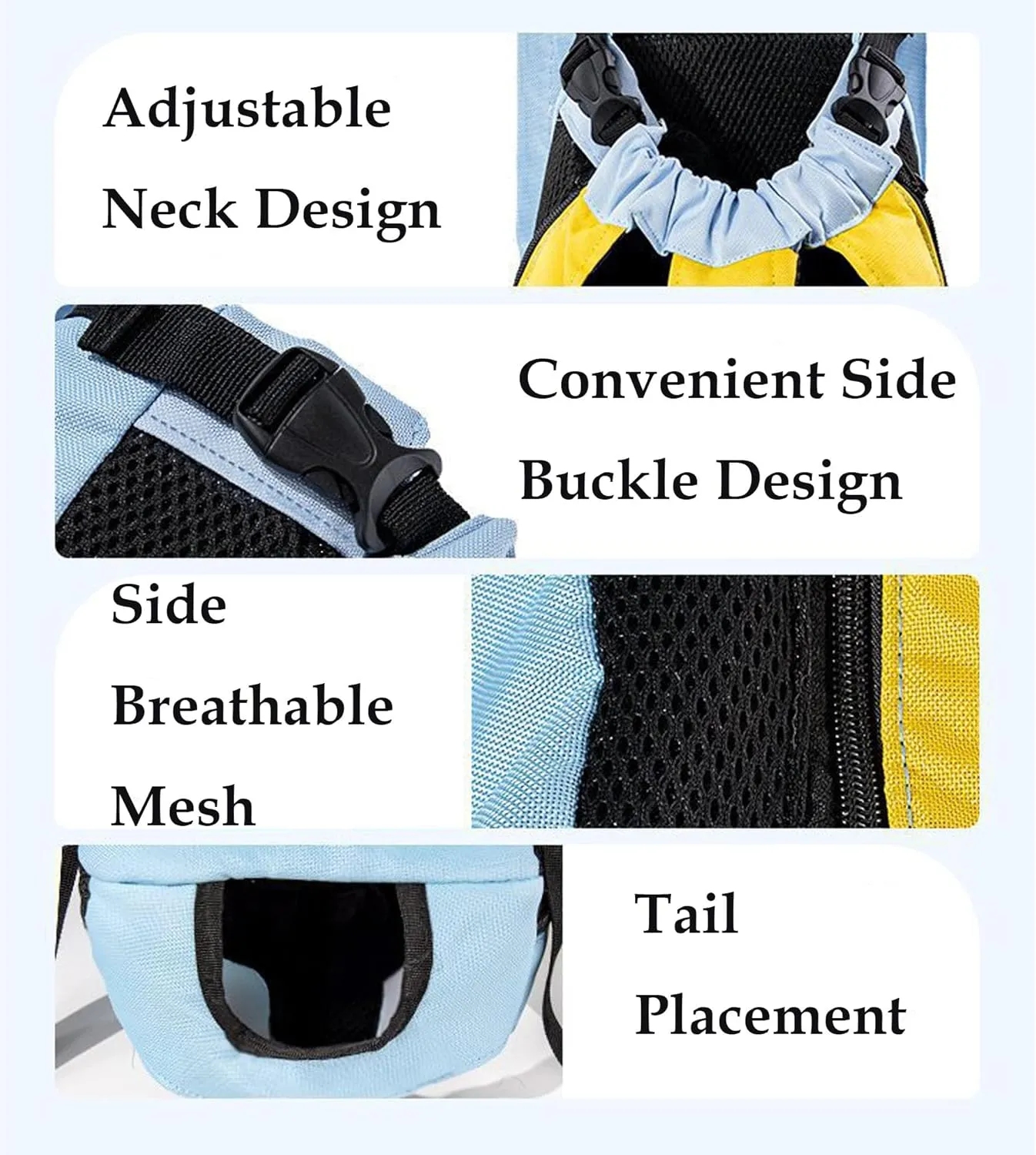 Pet Legs Out Carrier Backpack, Dog Cat Front Backpack Ventilated Mesh Travel Back Pack with Safety Belt for Travel Hiking Cycling Outdoor Use, Medium Large Puppy Cat Carrying Bag, Blue