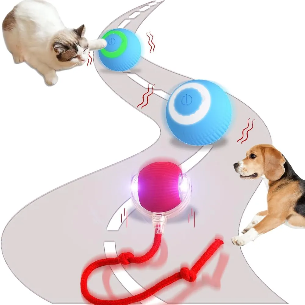 Pet Toy Ball, Interactive Cat Toy Ball, Automatic Cat Toy, Cat Ball Toy, Automatic Dog Toys are Suitable for Small and Medium Sized Dogs, 2 Pet Balls
