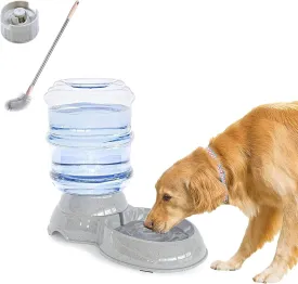 Pet Water Dispenser Large 3 Gallon 11 Liters-Thickened Durable, Dog Cat Water Bowl Dispenser Large,Automatic Pet Waterer Dispenser Station with Bucket Brush 