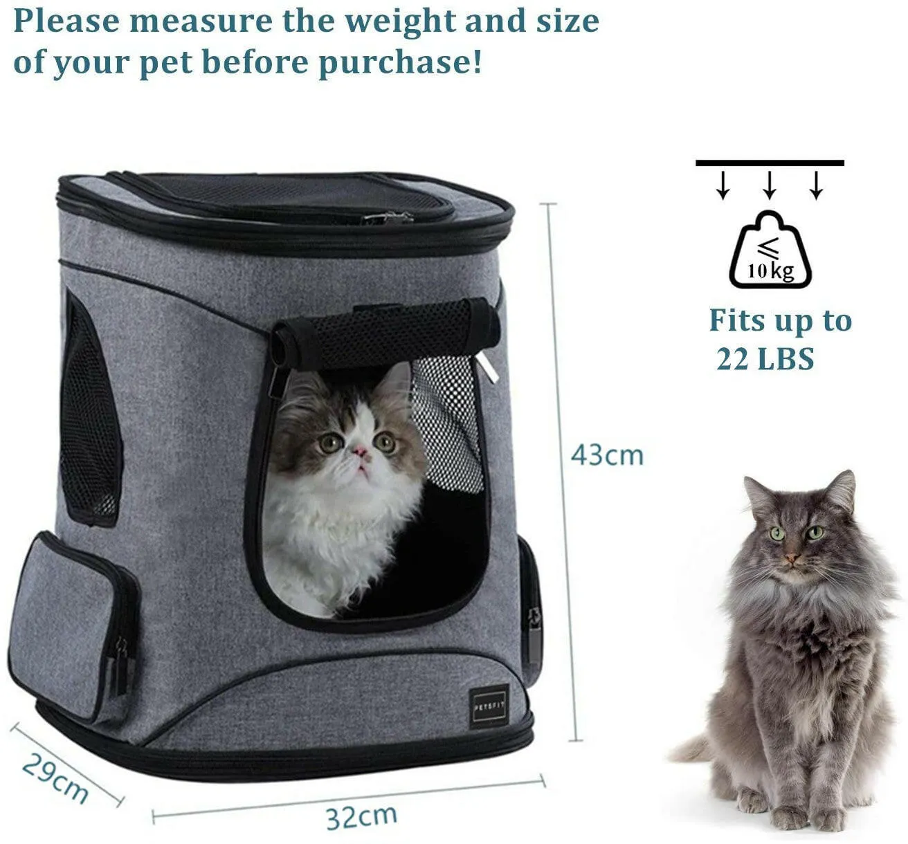 PETSFIT Soft Pet Backpack Carrier for Hiking