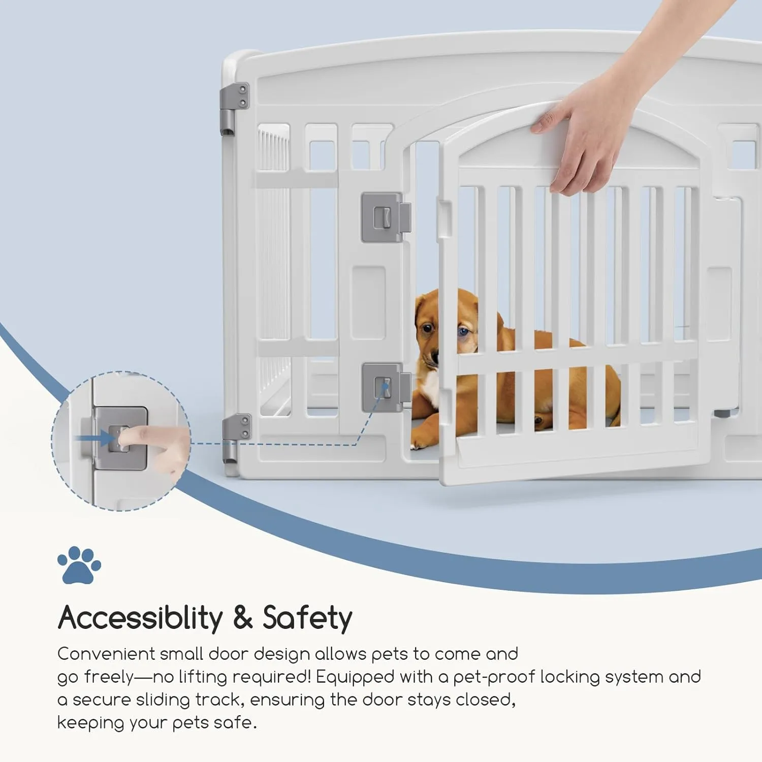 Plastic Dog Playpen | 6-Panel 24" Safe & Secure Indoor/Outdoor Pet Fence | Folding & Portable | 35 x 35 x 24IN, Ideal for Small to Medium Dogs | Easy to Clean White