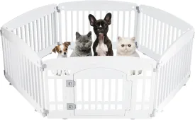 Plastic Dog Playpen | 6-Panel 24" Safe & Secure Indoor/Outdoor Pet Fence | Folding & Portable | 35 x 35 x 24IN, Ideal for Small to Medium Dogs | Easy to Clean White