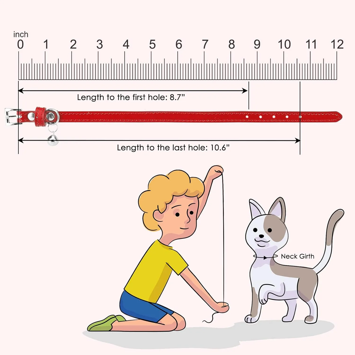 PUPTECK 2 PCS Soft Leather Cat Kitten Collar with Bells Adjustable for Girl Boy Cats Puppy - Red, Silvery
