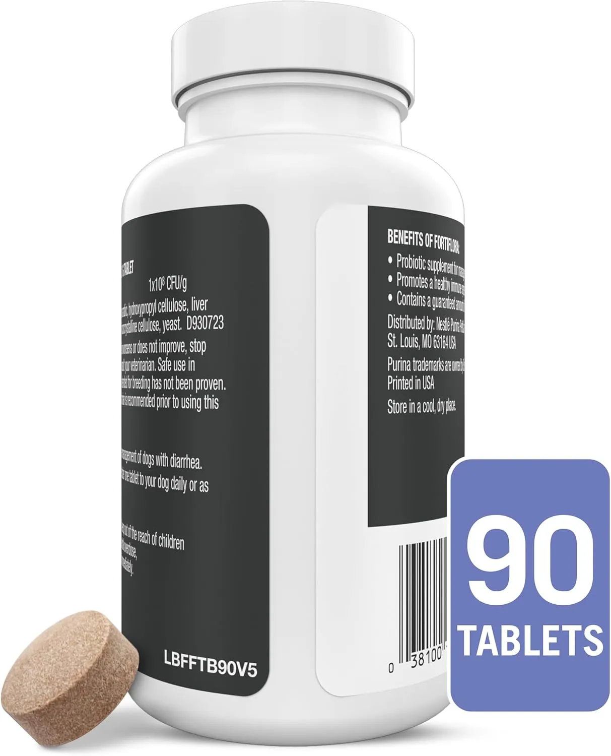 Purina Pro Plan Veterinary Supplements FortiFlora Chewable Dog Probiotic Supplement Tablets - 90 ct. Canister