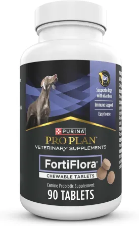 Purina Pro Plan Veterinary Supplements FortiFlora Chewable Dog Probiotic Supplement Tablets - 90 ct. Canister