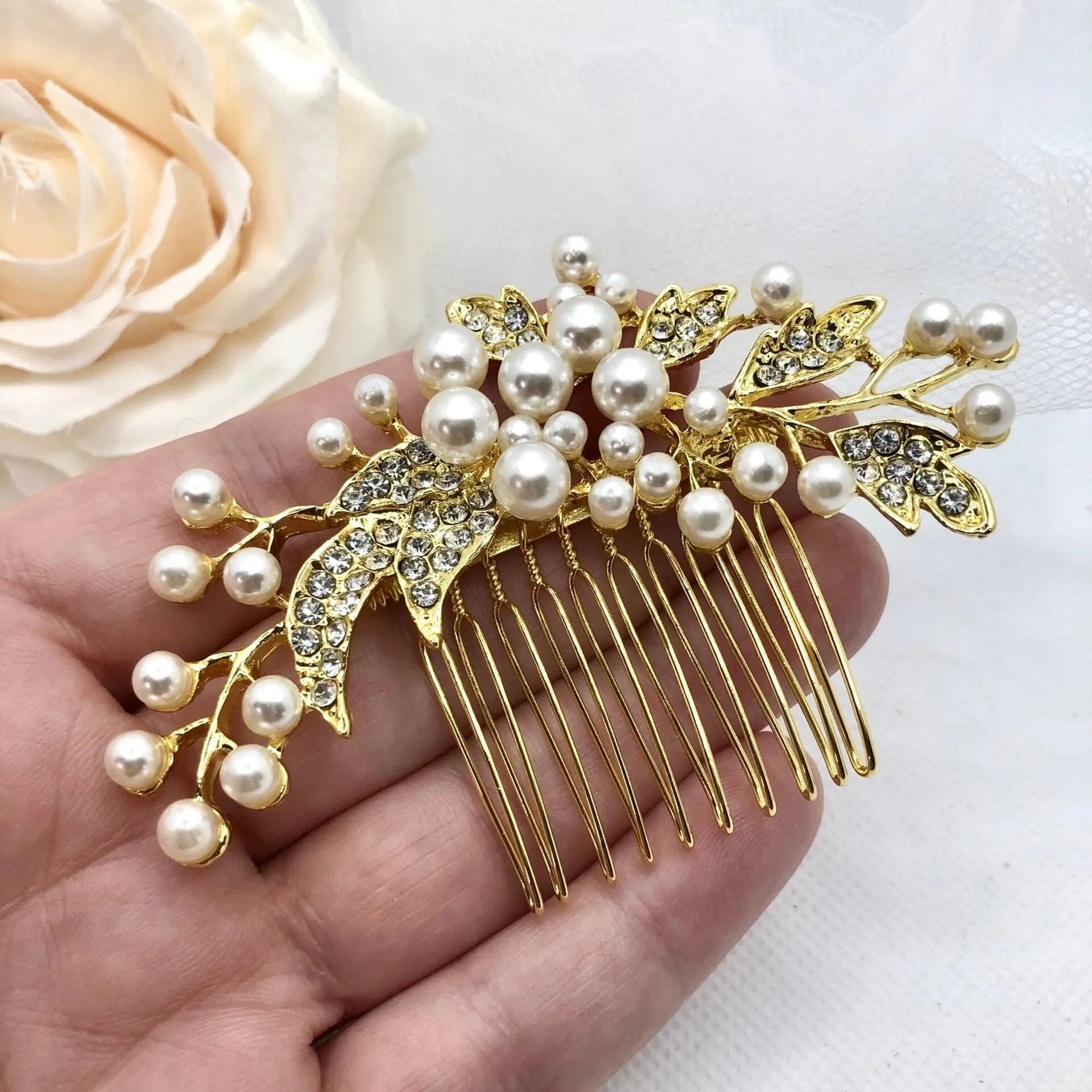 "Millie" - Pearl Bridal Hair Comb - Available in Gold and Silver