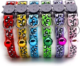 Reflective 2 Pack Breakaway Cat Collars with Bell Leopard Pattern Cute Kitty Adjustable 7.5-12.5 Inch Safe Kitten Collars Charms