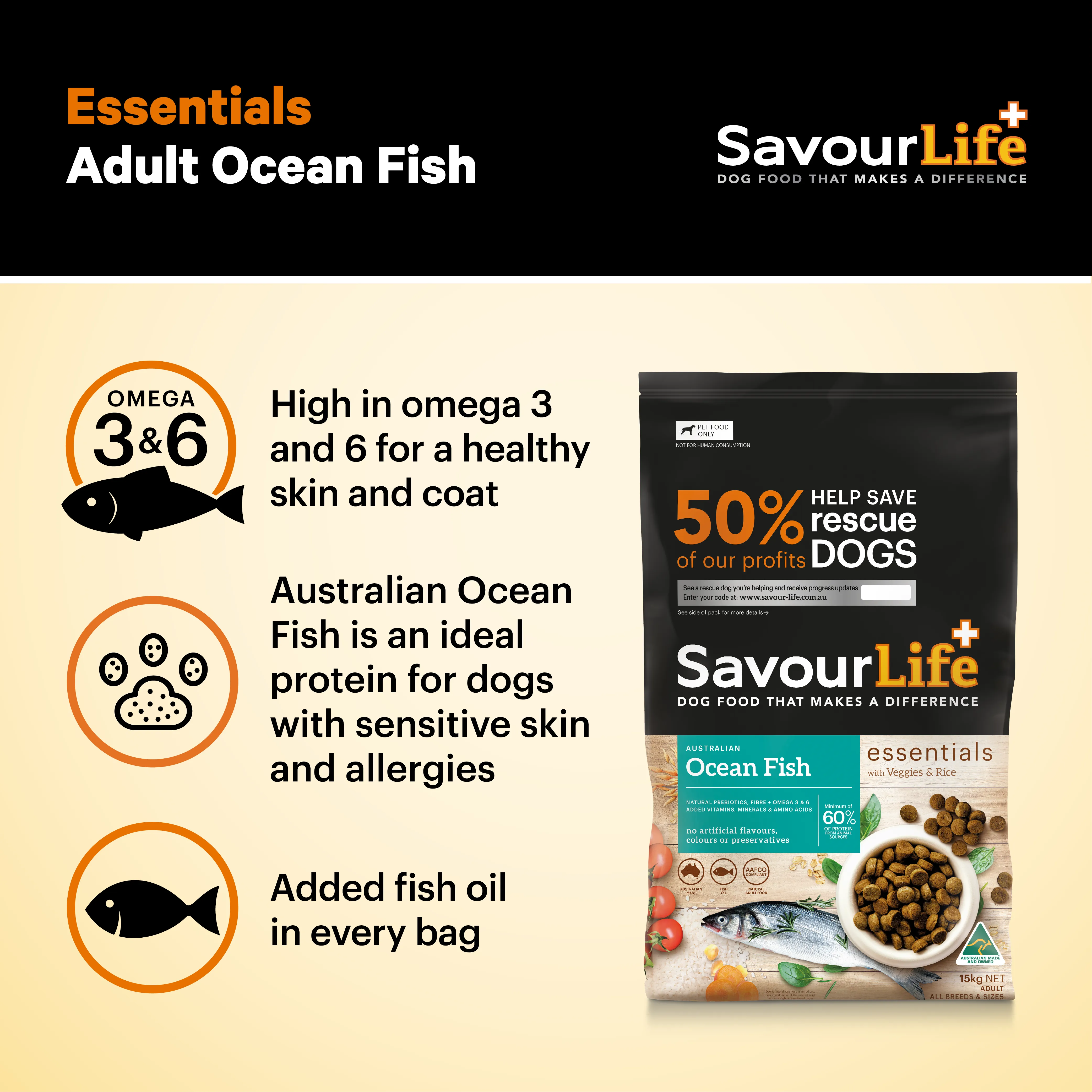 SavourLife - Essentials Ocean Fish Dog Dry Food (15kg)