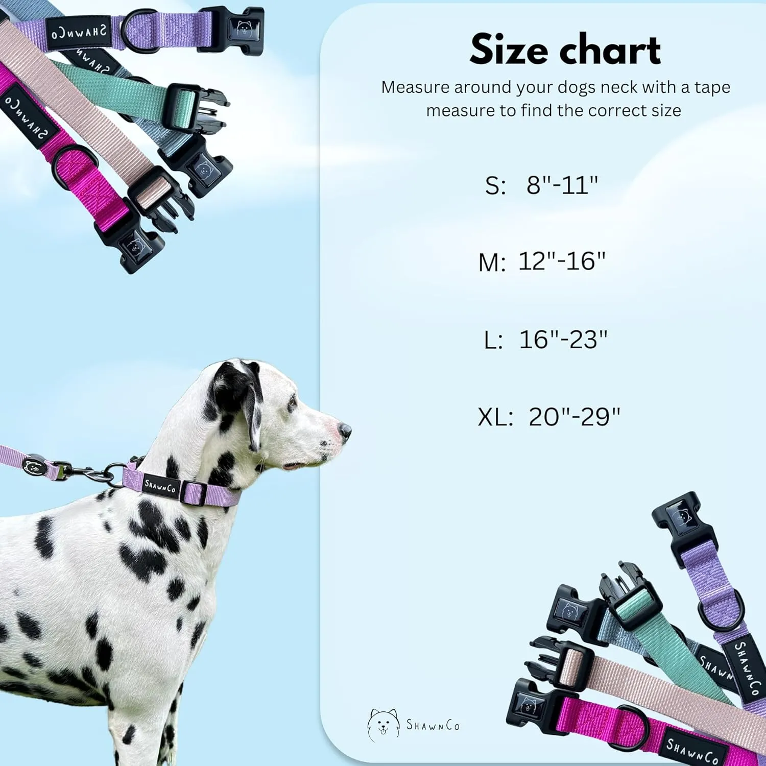 ShawnCo Dream Walk Dog Collar- Premium, Adjustable and Comfortable Pet Collar for Small, Medium, Large and Extra Large Dogs (S, Oceanic Blue)