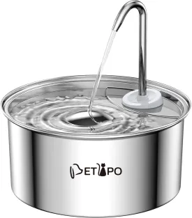 Stainless Steel Cat Water Fountain, 3.2L/108oz Cat Fountain for Drinking, Pet Water Fountain for Cats Indoor, BPA-Free Cat Water Dispenser with 2 Flow Modes, kitty Spout Fountain for Cats Dogs