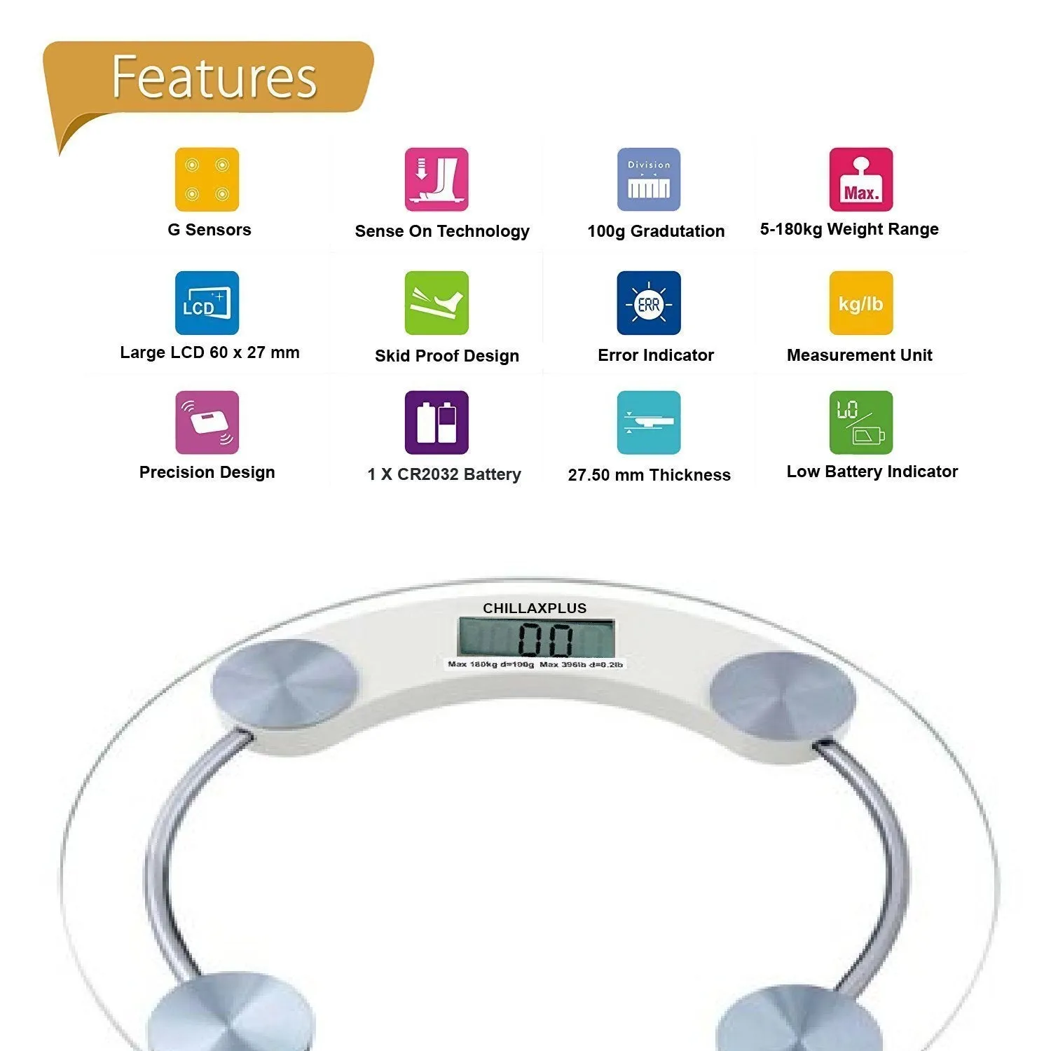 Thick Tempered Glass Electronic Digital Personal Bathroom Health Body Weight Weighing Scale (Transparent)