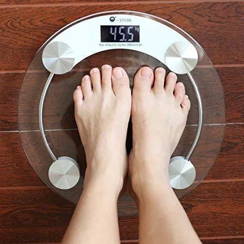 Thick Tempered Glass Electronic Digital Personal Bathroom Health Body Weight Weighing Scale (Transparent)