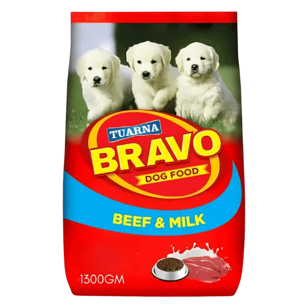 TUARNA BRAVO DOG FOOD BEEF & MILK 1300GM