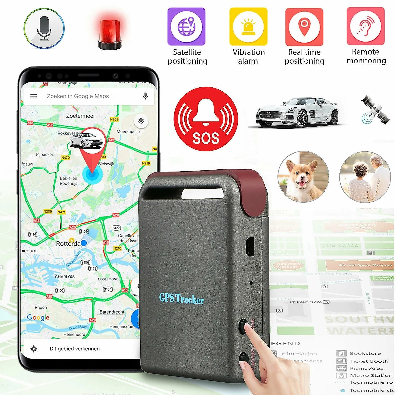Upgraded Magnetic GPS Real Time Tracker with SOS Button