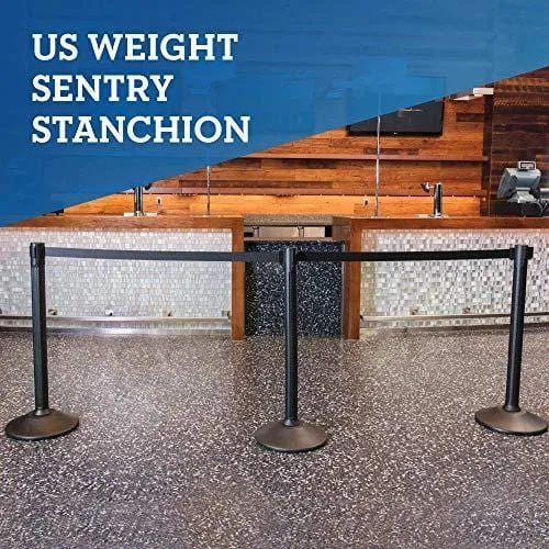 US Weight - U2000 Sentry Stanchion with 6.5 Foot Retractable Belt – Easy Connect Assembly (2-Pack), Black