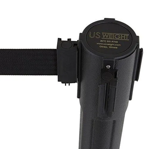 US Weight - U2000 Sentry Stanchion with 6.5 Foot Retractable Belt – Easy Connect Assembly (2-Pack), Black
