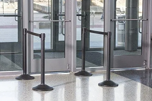 US Weight - U2000 Sentry Stanchion with 6.5 Foot Retractable Belt – Easy Connect Assembly (2-Pack), Black