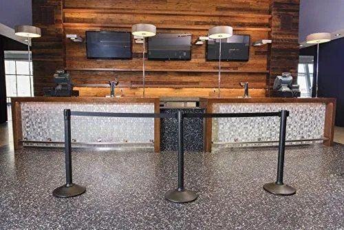 US Weight - U2000 Sentry Stanchion with 6.5 Foot Retractable Belt – Easy Connect Assembly (2-Pack), Black