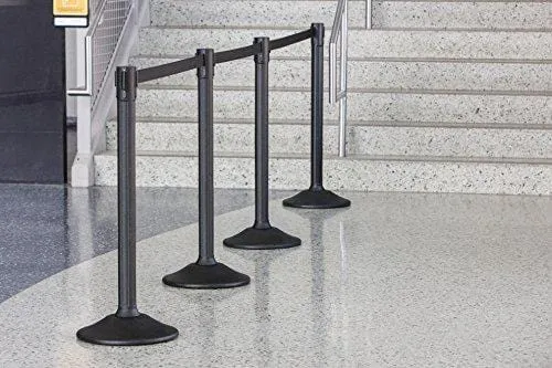 US Weight - U2000 Sentry Stanchion with 6.5 Foot Retractable Belt – Easy Connect Assembly (2-Pack), Black