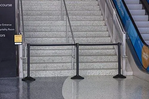 US Weight - U2000 Sentry Stanchion with 6.5 Foot Retractable Belt – Easy Connect Assembly (2-Pack), Black