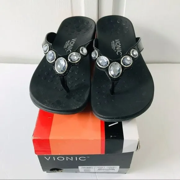 VIONIC Black Dee Thong Sandals Size 9 (new in box)