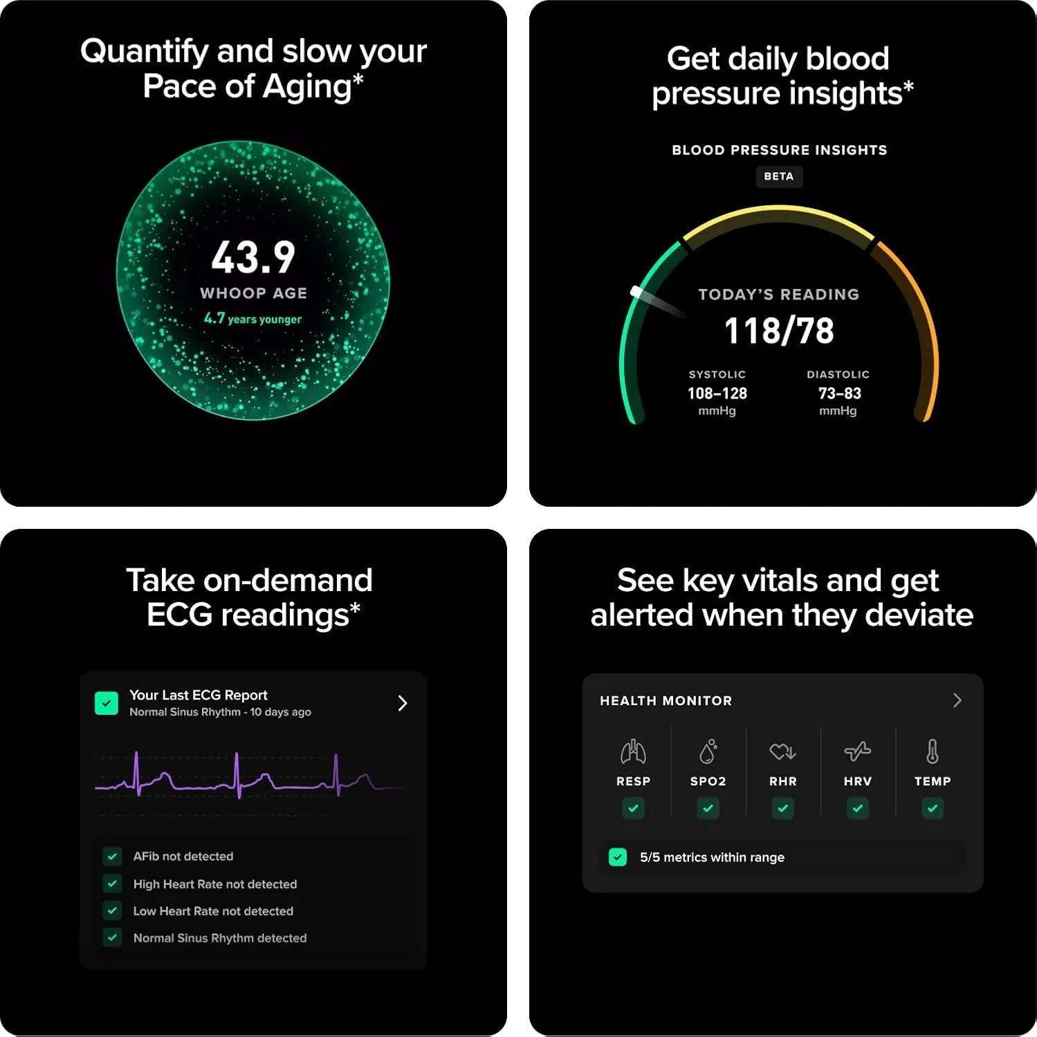 WHOOP Life  12-Month Membership  MG Device  Health & Fitness Tracker  Blood Pressure Insights, Activity Tracking  ECG Software  14  Days Battery Life