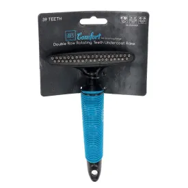 ZeeZ Comfort Double Row Rotating Teeth Undercoat Rake - 39 Teeth (Long Pins)