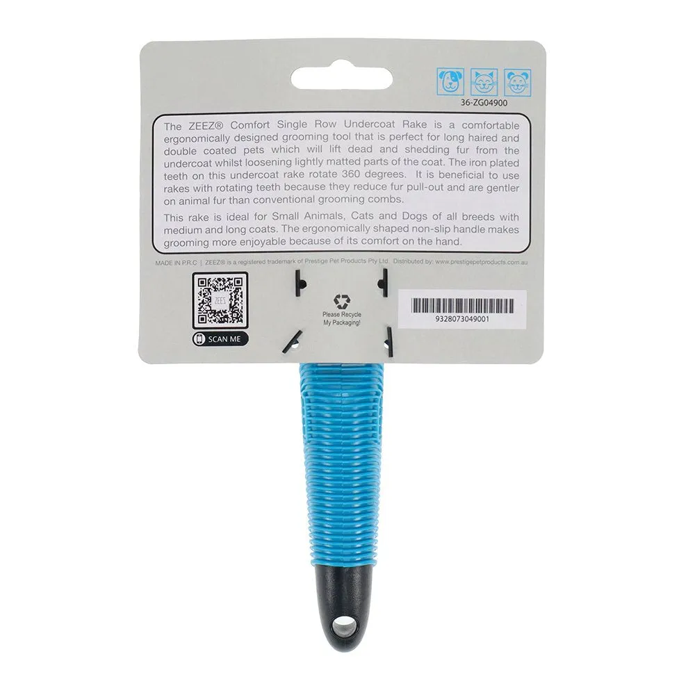 ZeeZ Comfort Single Row Rotating Teeth Undercoat Rake - 20 Teeth (Long Pins)
