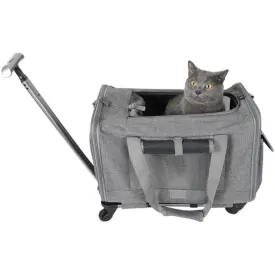 ZUN 1pc Cat Dog Carrier with Wheels Airline Approved Rolling Pet Carrier with Telescopic Handle Shoulder 77237225